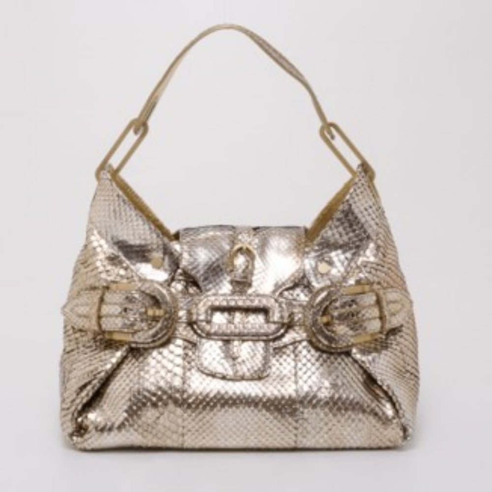 Jimmy Choo Tulita Gold Python Handbag
